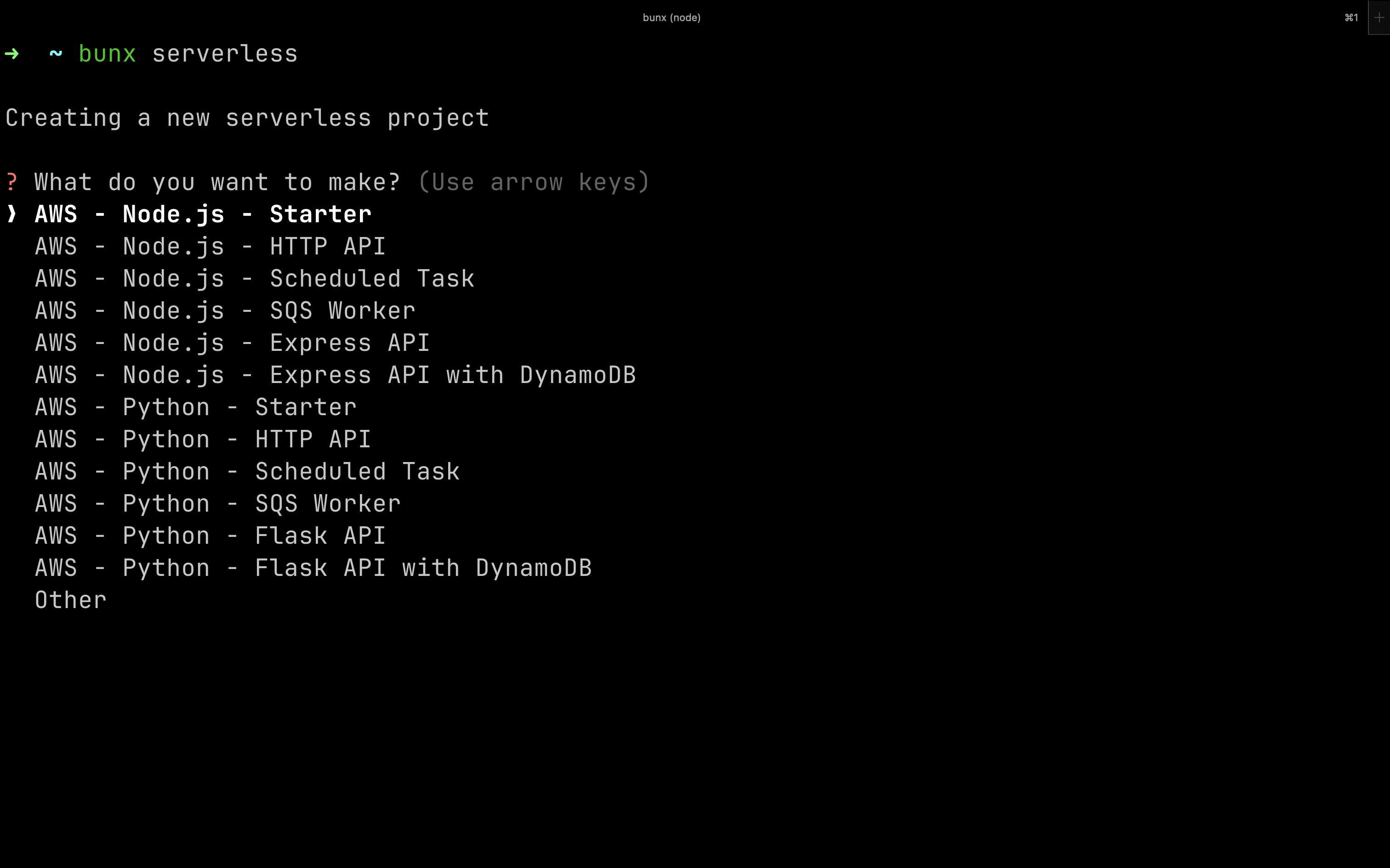 Serverless CLI options